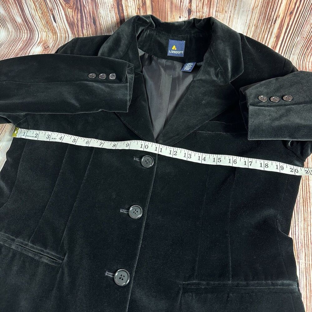 Vintage Liz Sport Size 8 Black Velvet Blazer Suit Coat Jacket Whimsigoth Witchy - Picture 5 of 10